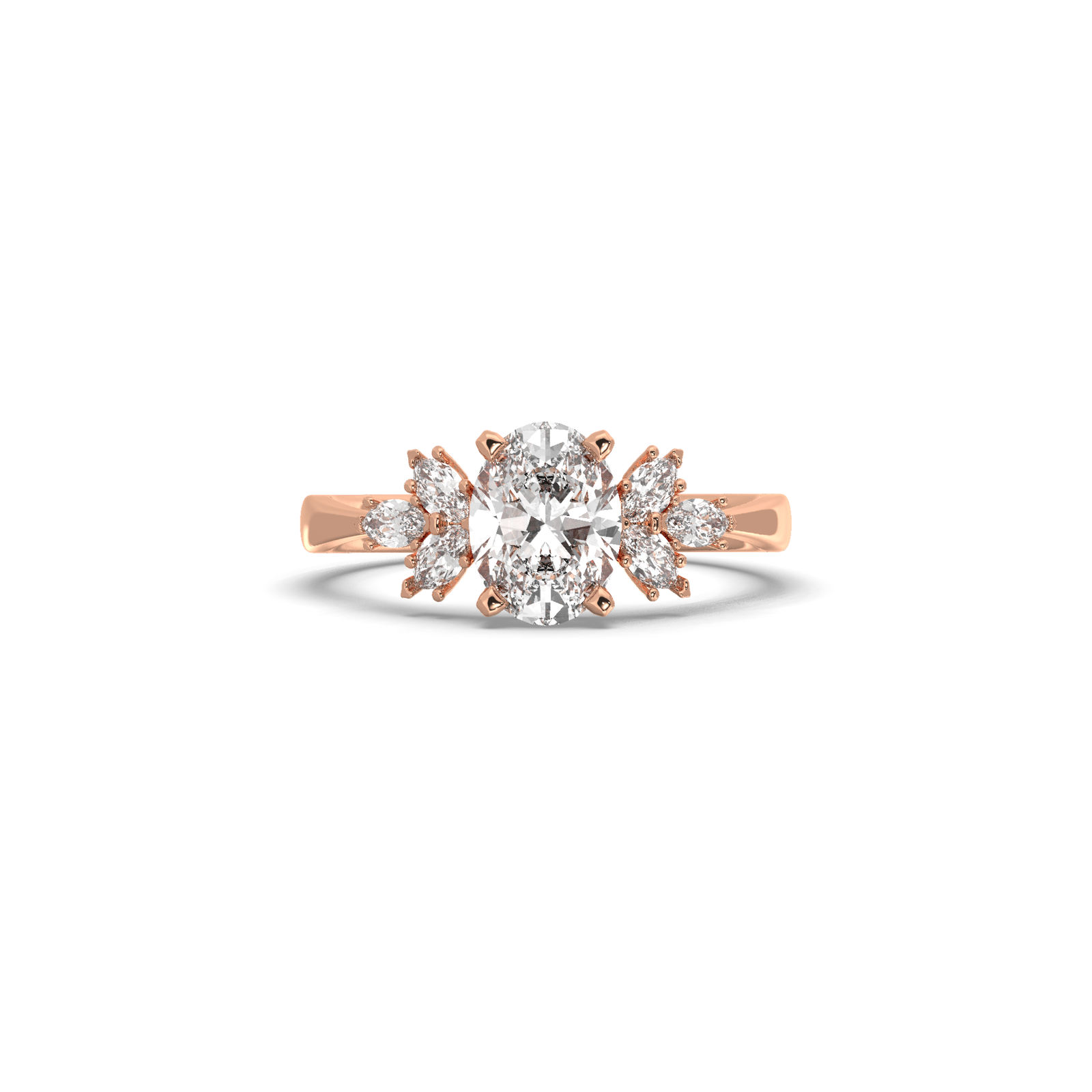 Engagement Three Tone Lab Grown Diamond Ring With 1.00 CT Oval Shap