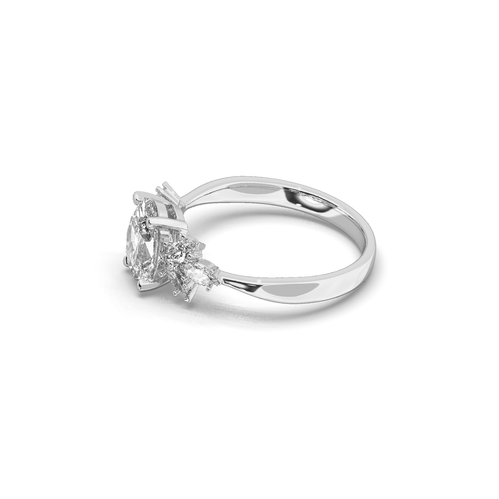 Engagement Three Tone Lab Grown Diamond Ring With 1.00 CT Oval Shap