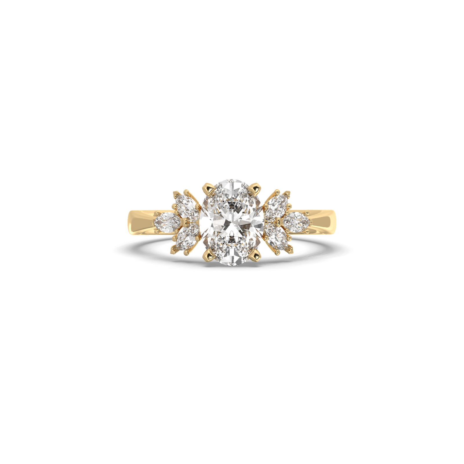 Engagement Three Tone Lab Grown Diamond Ring With 1.00 CT Oval Shap