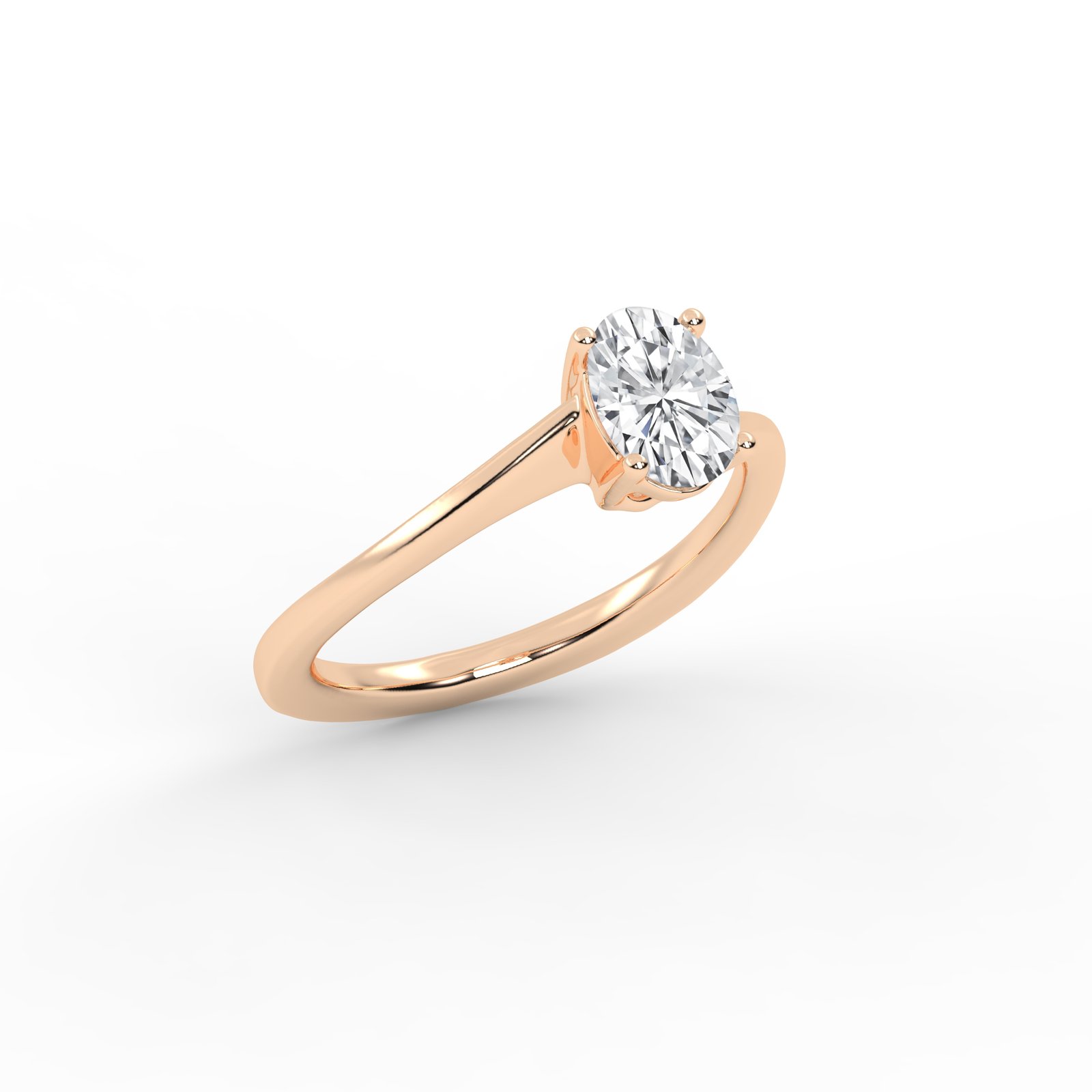 Solitaire 1 CT Oval Cut Lab Grown Engagement Diamond Ring With IGI Certified Diamond